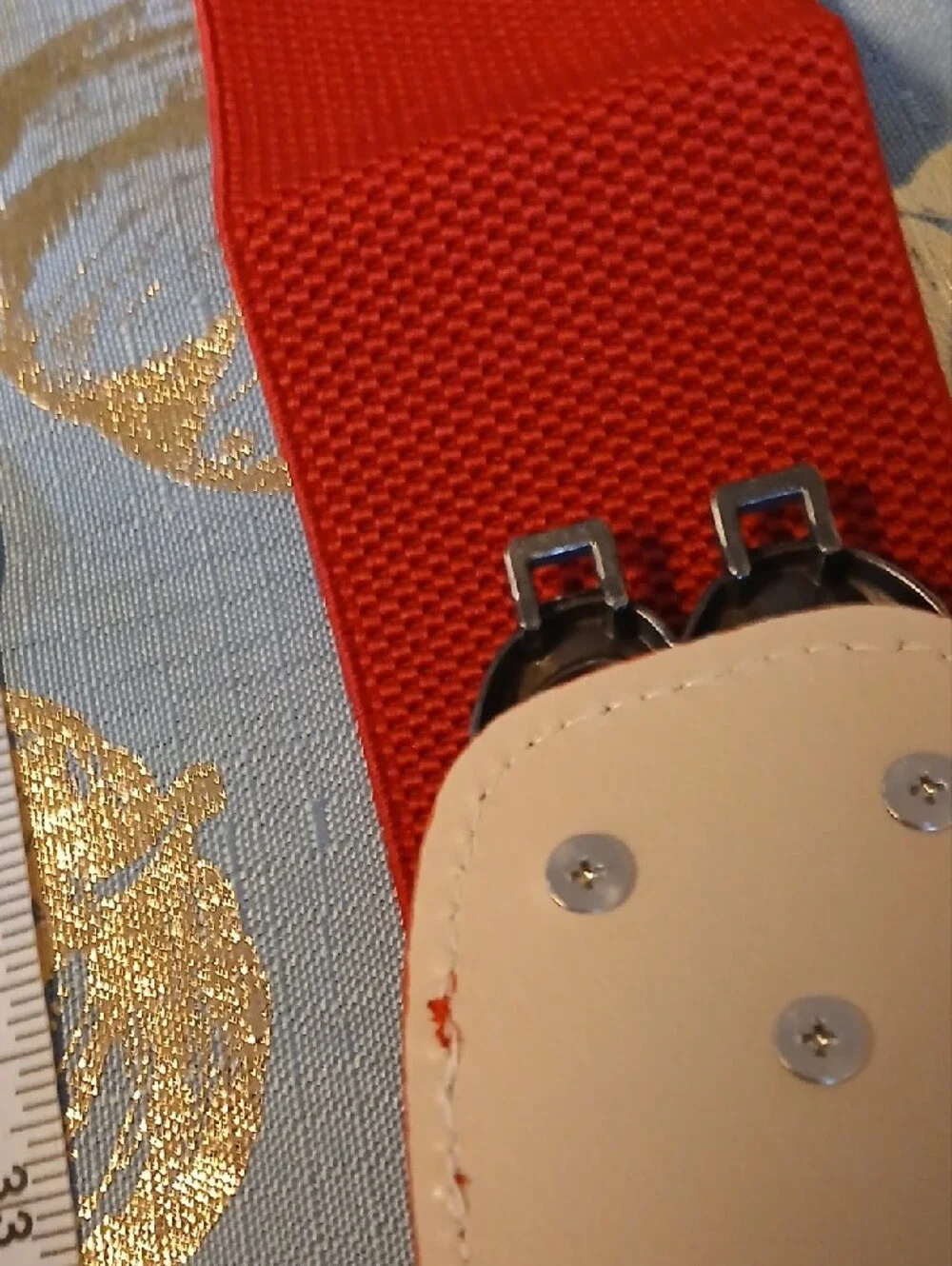 Red Women's Elastic Belt with Decorative Silver Knot Buckle. Never Worn.